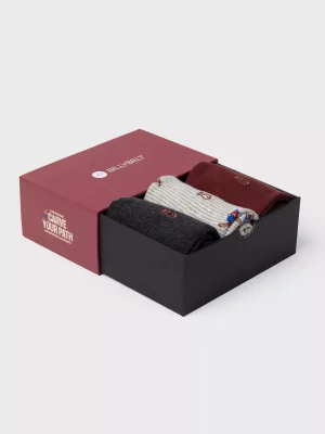 Accessoire Chaussettes Coffret Trio Bordeaux Rouge Moyen