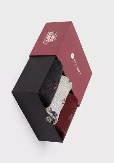Accessoire Chaussettes Coffret Trio Bordeaux Rouge Moyen