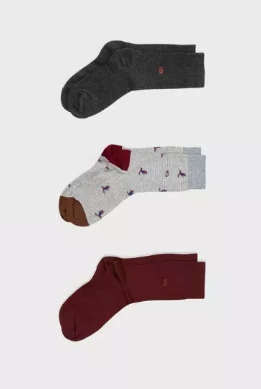 Accessoire Chaussettes Coffret Trio Bordeaux Rouge Moyen – Image 2