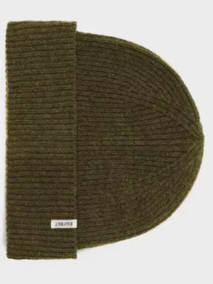 Accessoire Bonnet Laine 1*1 Uni Kaki Fonce