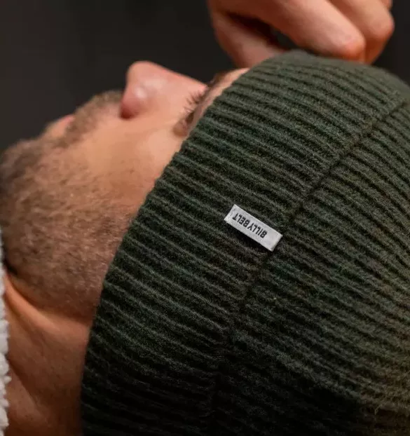 Accessoire Bonnet Laine 1*1 Uni Kaki Fonce – Image 2