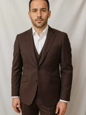 Costume 3 Pieces Toile Chinee Beige Fonce