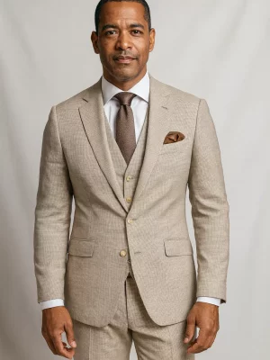 Costume 3 Pieces Pied Puce Beige Clair