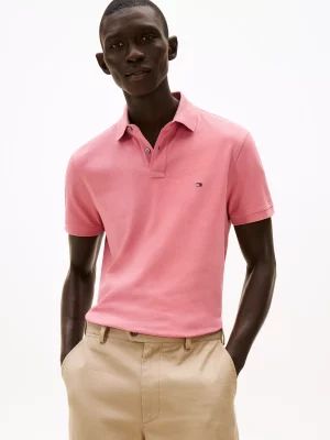 Polo Manches Courtes Regular Pique Uni Rose Moyen