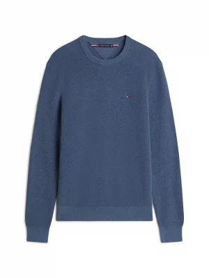 Pull Col Rond Nid Abeille Bleu Moyen