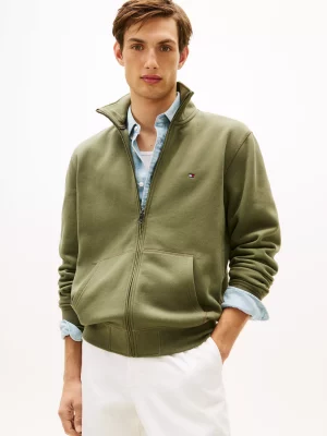 Gilet Manches Longues Molleton Zip Uni Kaki Fonce