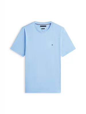 T-shirt Manches Courtes Uni Col Rond Bleu Clair