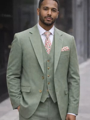 Costume 3 Pieces Toile Verte Las Bang Casino Vert Moyen