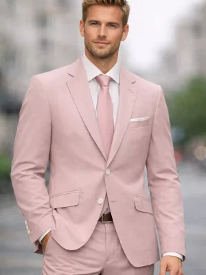 Costume 2 Pieces Serge Rose Las Bang Rose Clair