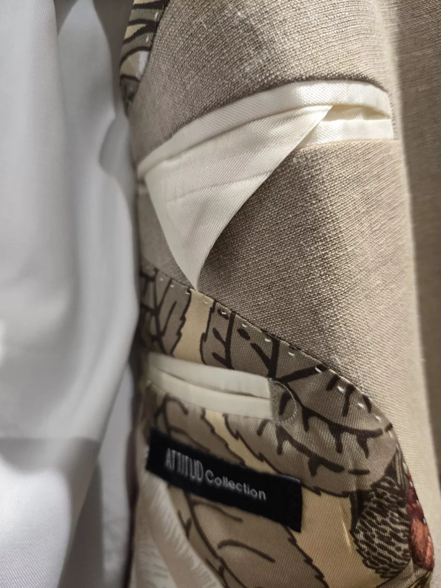 Costume 2 Pieces Toile Lin Las Bang Beige Moyen – Image 2