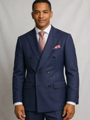 Costume 2 Pieces Rayure Croise Vcroise Londres Bleu Fonce