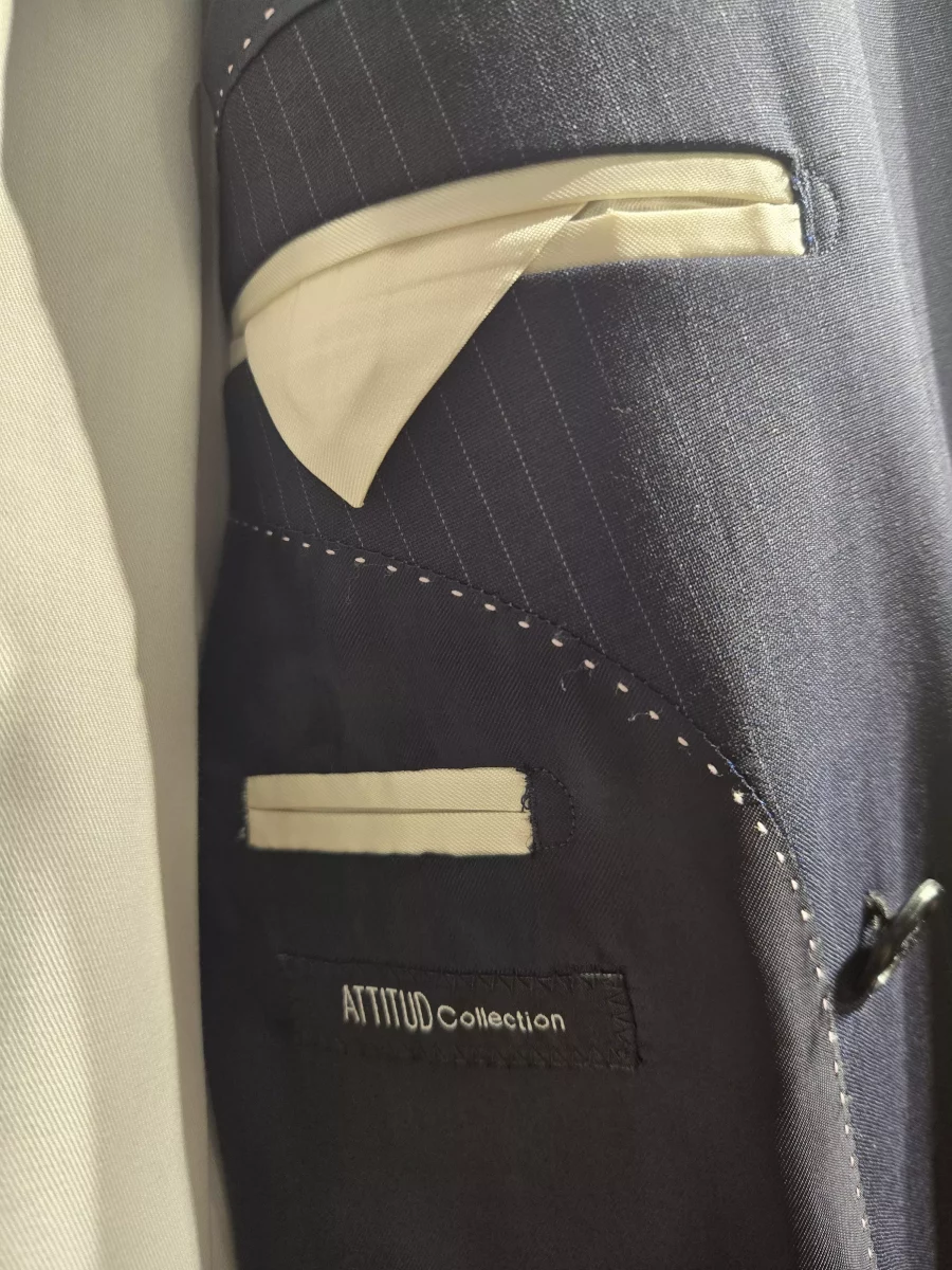 Costume 2 Pieces Rayure Croise Vcroise Londres Bleu Fonce – Image 2