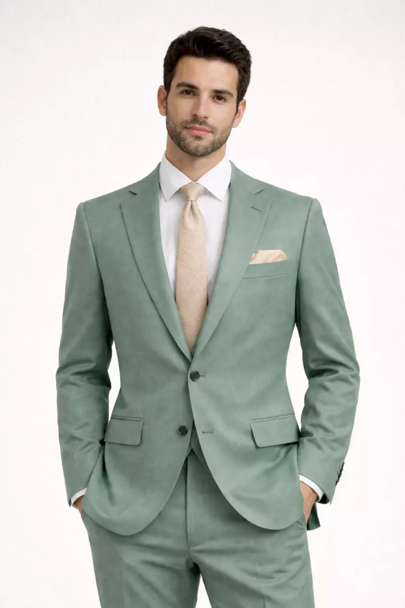 Costume 2 Pieces Serge Verte Actu Zen Vert Fonce