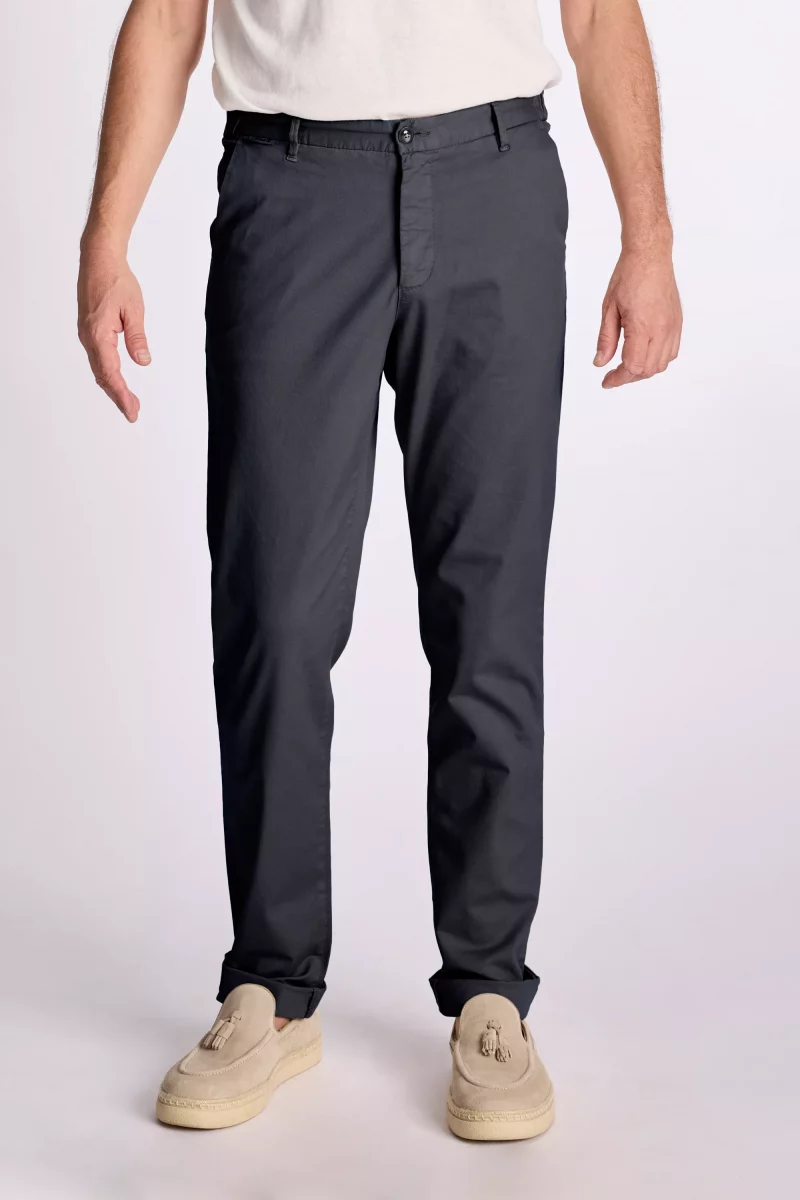 Pantalon Sport Elastique Gabardine Stretch Lyocell Bleu Fonce