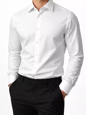 Chemise Manches Longues Ville Twill Uni Modern Psm Blanc