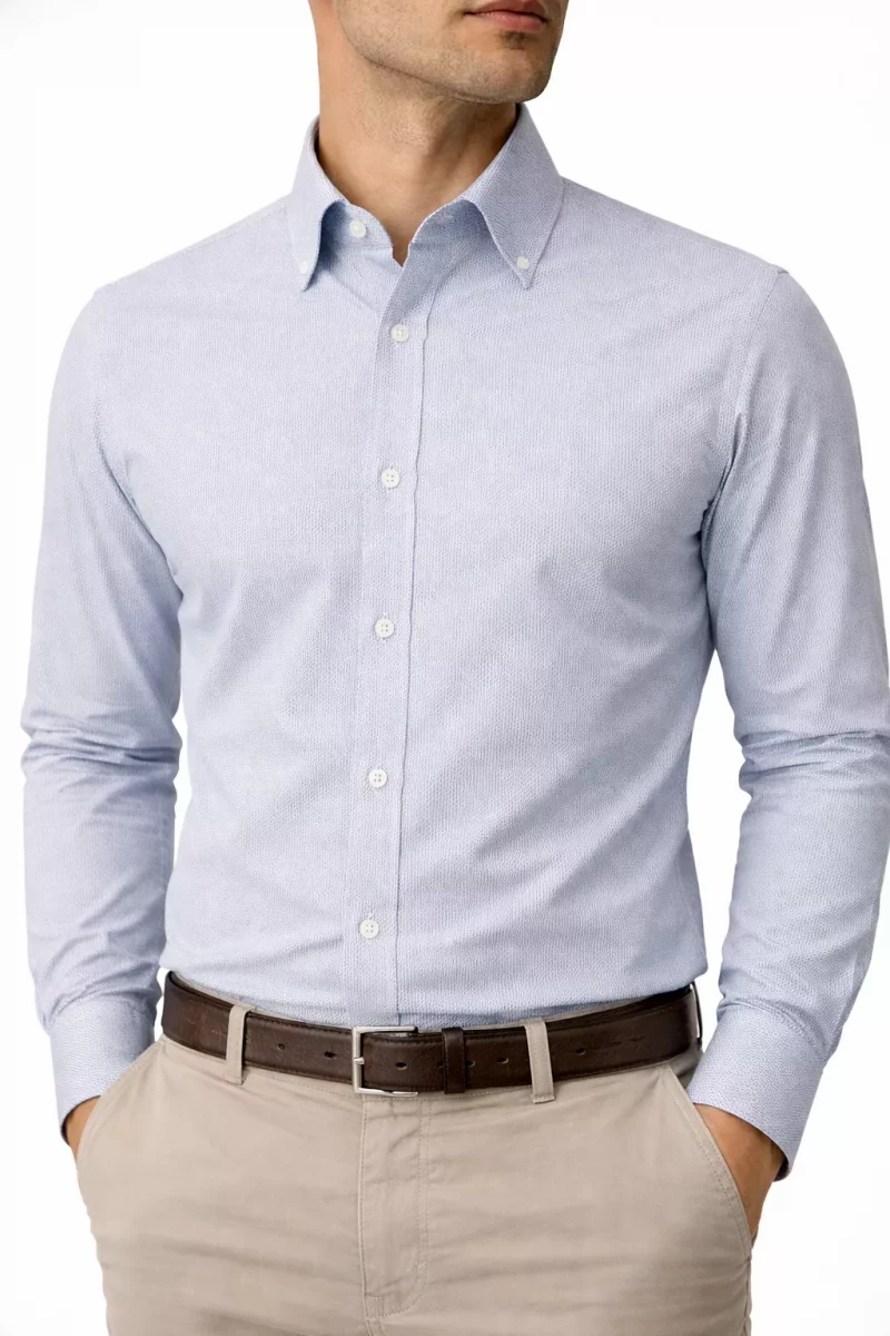 Chemise Manches Longues Ville Faux Uni Modern-3 Bleu Clair