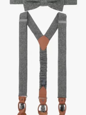 Accessoire Bretelles Coffret Duo Bretelles Noeud Gris Moyen