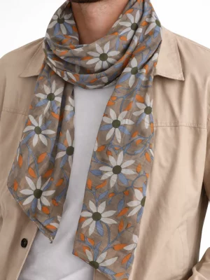 Accessoire Echarpe Coton Grandes Fleurs Vert Clair