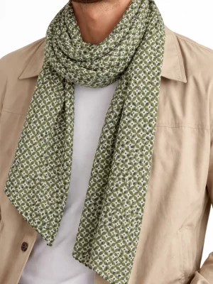 Accessoire Echarpe Coton Imprime Losange Vert Moyen