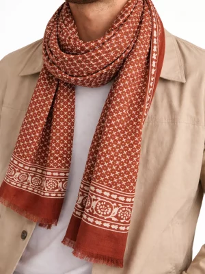 Accessoire Echarpe Coton Dessin Cravate Beige Clair