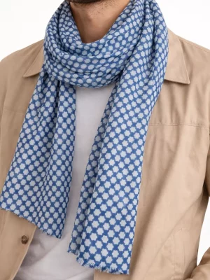 Accessoire Echarpe Coton Fleurs Bleu Moyen