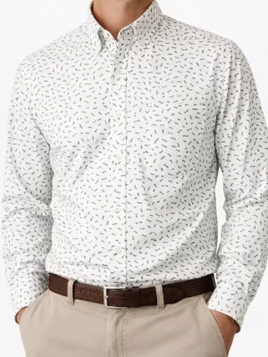 Chemise Manches Longues Ville Traits Modern-3 Kaki Moyen