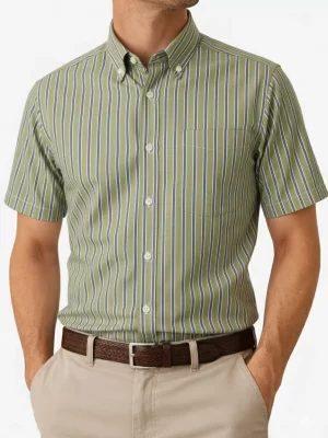 Chemise Manches Courtes Ville Rayure Modern Pb4 Vert Moyen