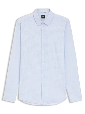 Chemise Manches Longues Ville Performance Imprime Carre Bleu Clair