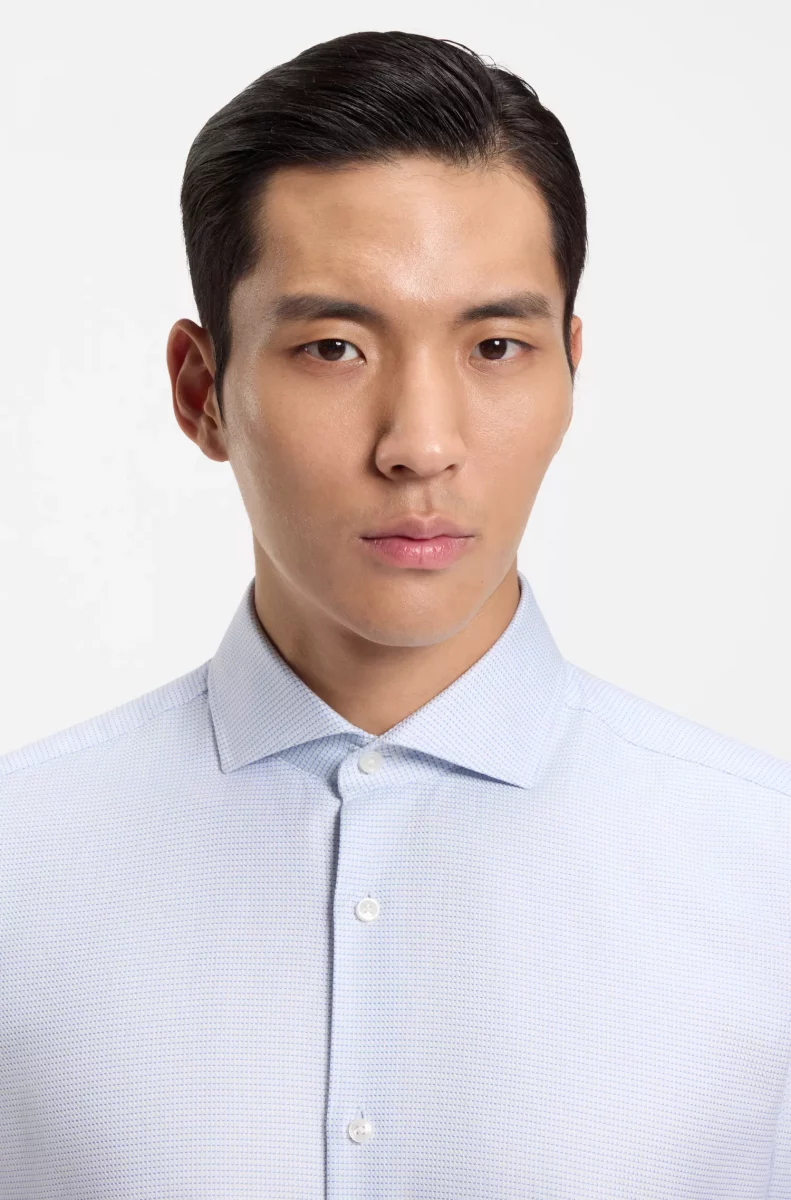 Chemise Manches Longues Ville Jacquard Bleu Clair – Image 2