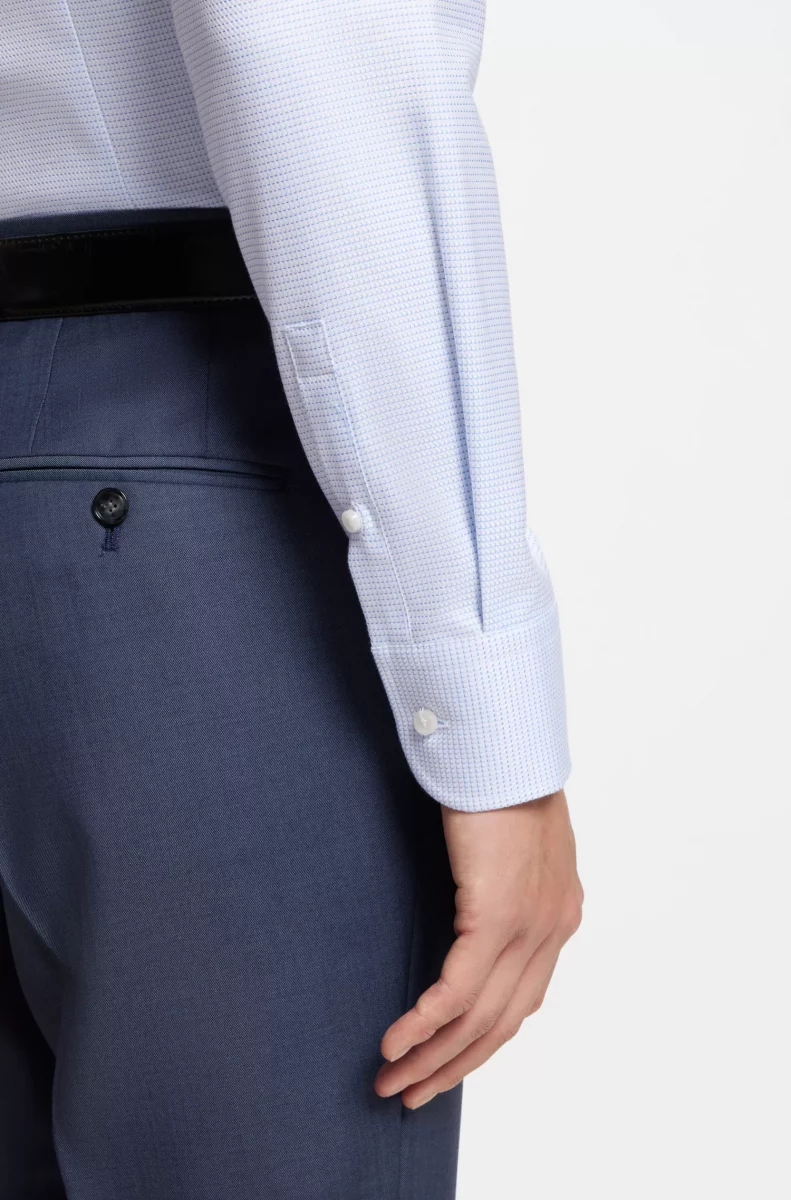 Chemise Manches Longues Ville Jacquard Bleu Clair – Image 3