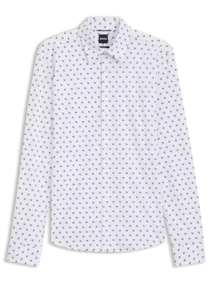 Chemise Manches Longues Ville Performance Imprime Traits Bleu Moyen