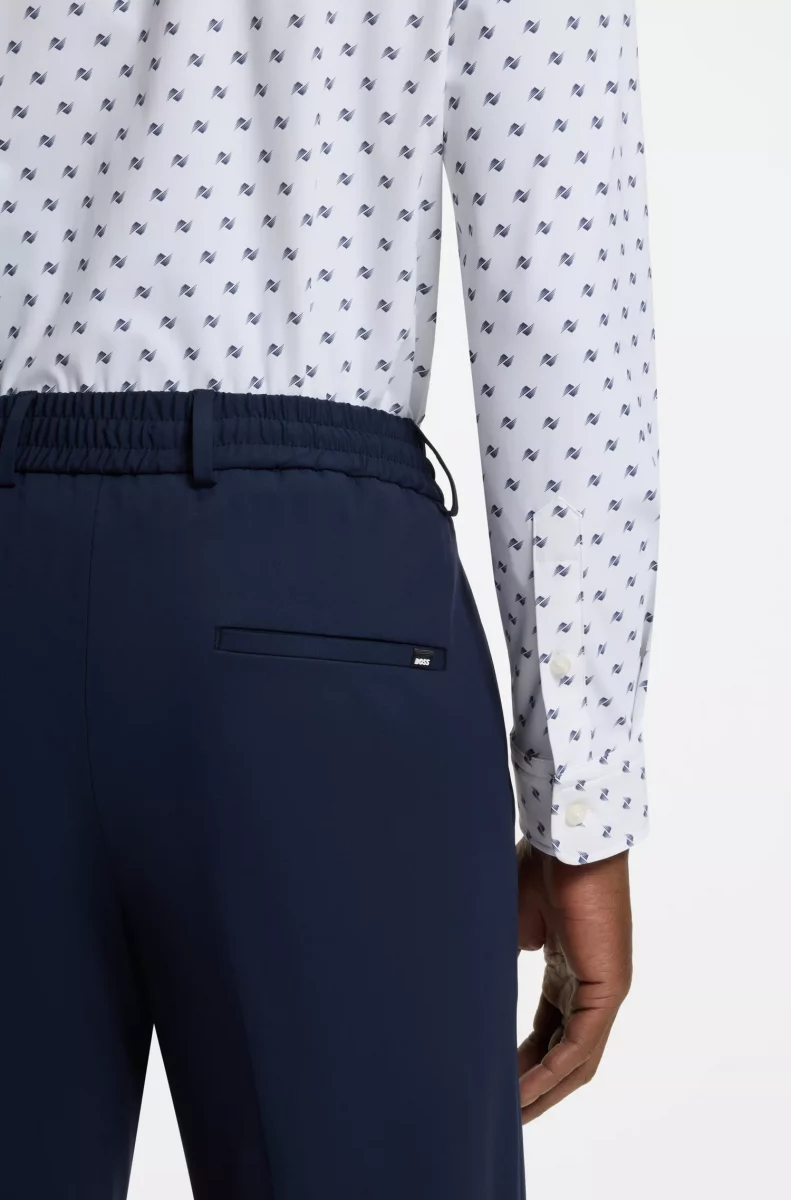 Chemise Manches Longues Ville Performance Imprime Traits Bleu Moyen – Image 3