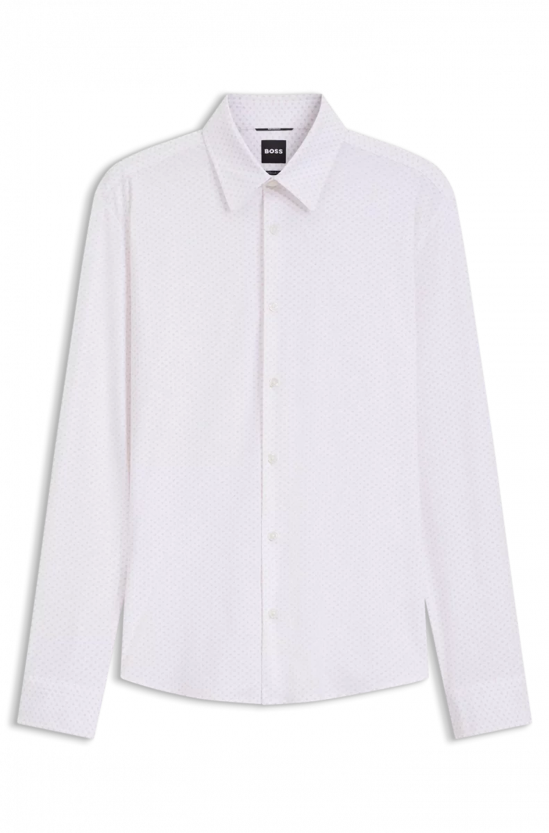 Chemise Manches Longues Ville Performance Imprime Points Rose Clair