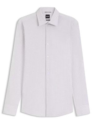 Chemise Manches Longues Ville Performance Imprime Carre Beige Clair