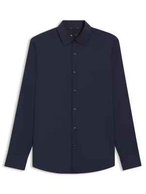 Chemise Manches Longues Ville Performance Twill Uni Bleu Fonce