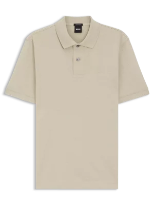Polo Manches Courtes Pique Uni Beige Clair