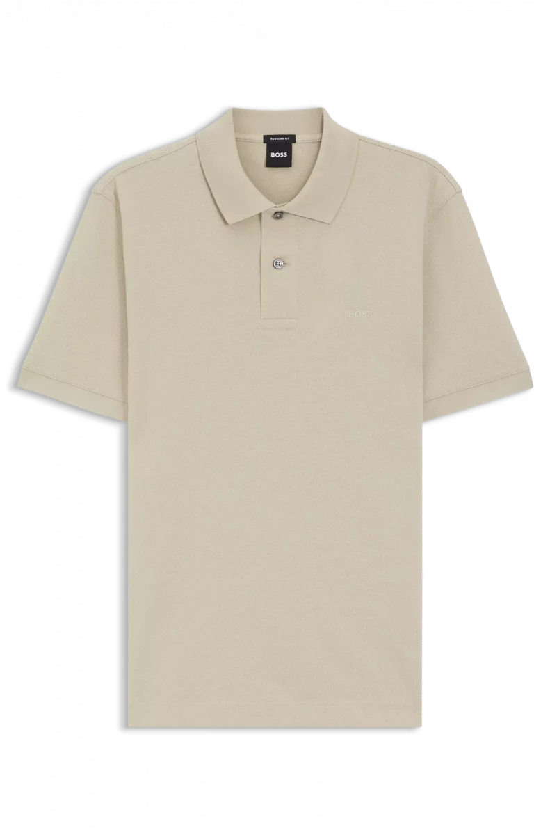 Polo Manches Courtes Pique Uni Beige Clair