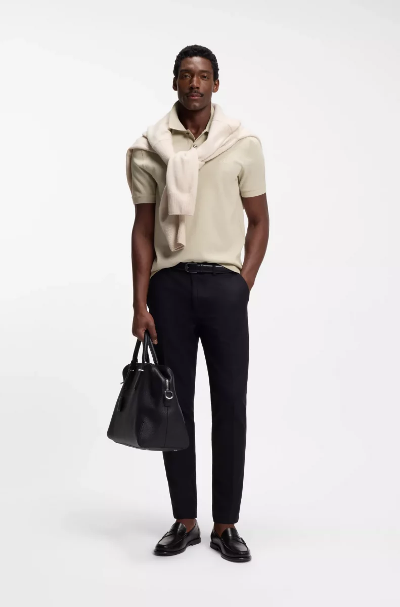 Polo Manches Courtes Pique Uni Beige Clair – Image 2