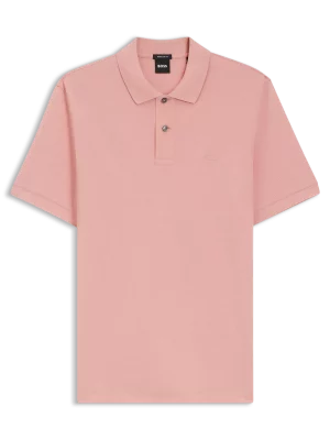Polo Manches Courtes Pique Uni Rose Moyen