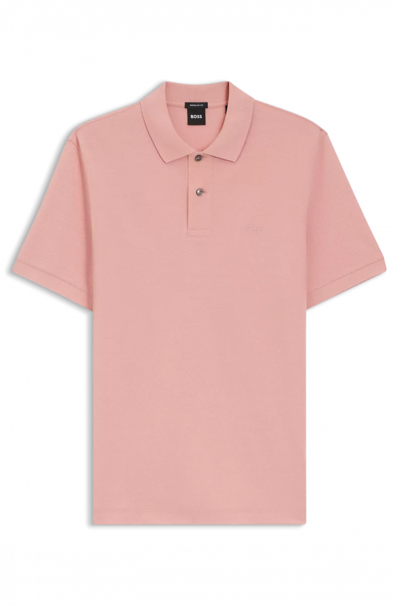 Polo Manches Courtes Pique Uni Rose Moyen