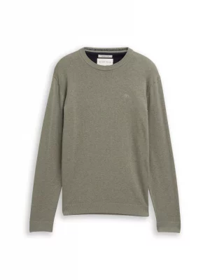 Pull Col Rond Coton Rdc Uni Kaki Clair