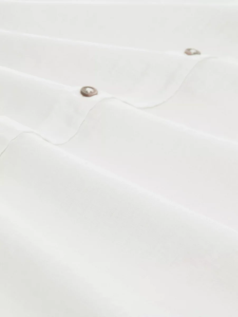 Chemise Manches Courtes Sport Lin Coton Uni Blanc – Image 2