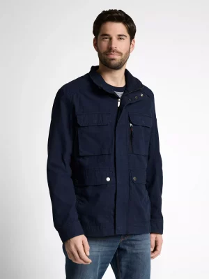 Grosse Piece Blouson Saharienne Coton Bleu Fonce