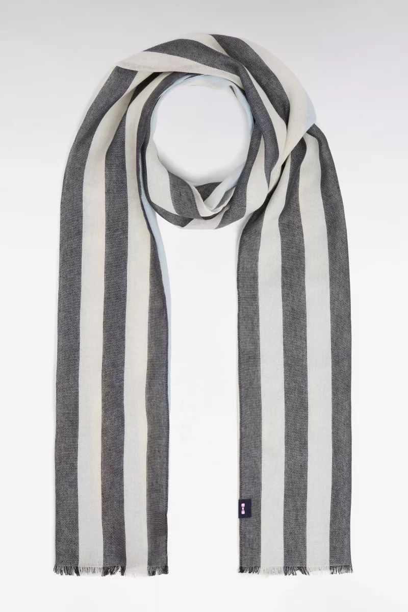 Accessoire Echarpe Rayure Bicolore Bleu Moyen