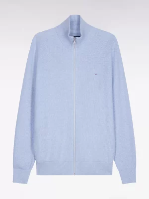 Gilet Manches Longues Nid Abeille Bleu Clair