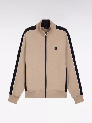 Gilet Manches Longues Molleton Zip Bicolore Beige Clair