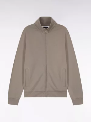 Gilet Manches Longues Molleton Zip Uni Kaki Moyen