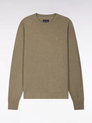 Pull Col Rond Lyocell Uni Kaki Moyen