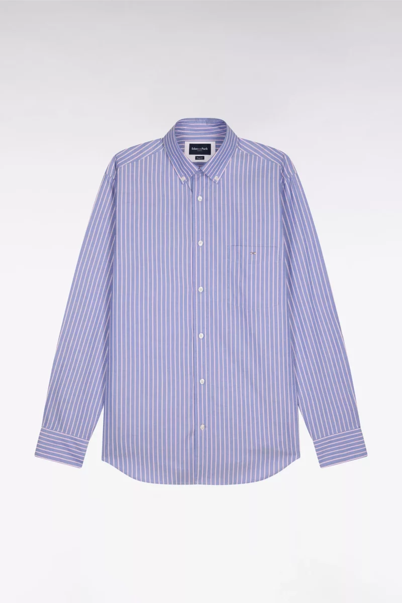 Chemise Manches Longues Sport Rayure Rose Bleu Moyen