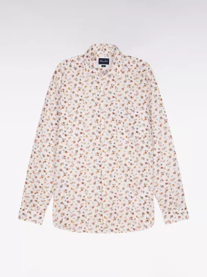 Chemise Manches Longues Sport Imprime Fleurs Beige Moyen